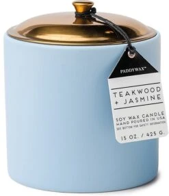 Bougie Parfumée Avec 3 Mèches, Bois De Teck Et Jasmin